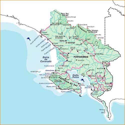 Hotels in Costa Rica. Hotel El Mirador Del Pacifico Map